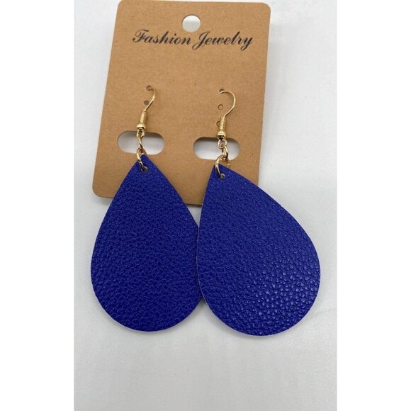 Women's Blue Teardrop Statement Earrings Fashion Jewelry Hook Style Lightweight - Picture 7 of 7